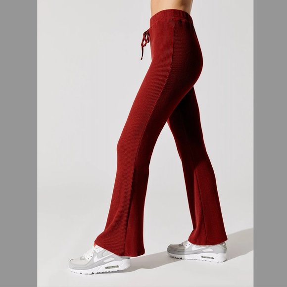 BNWT Carbon38 Brushed Ribbed Flare Pants Joggers Yoga Trousers Athleisure - Picture 2 of 4